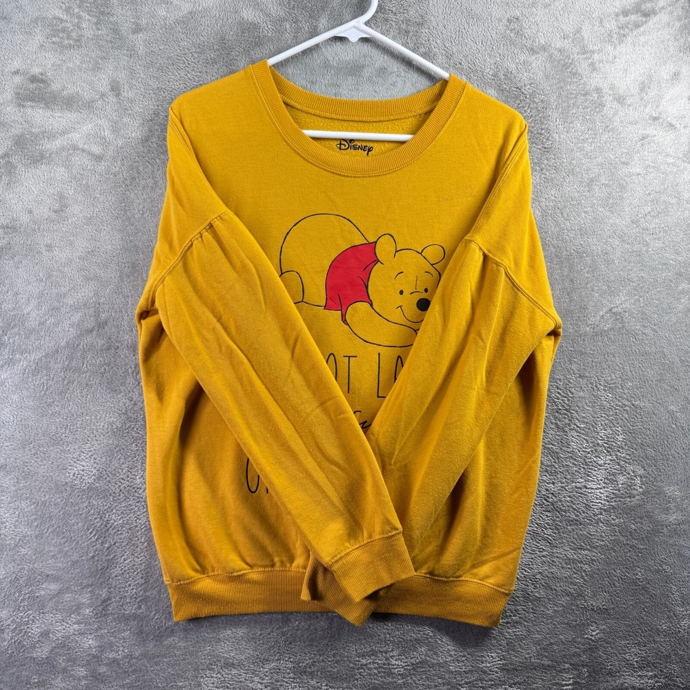 Disney Winnie The Pooh Sweatshirt Womens Medium Yellow Crew Neck Pullover - Picture 7 of 10